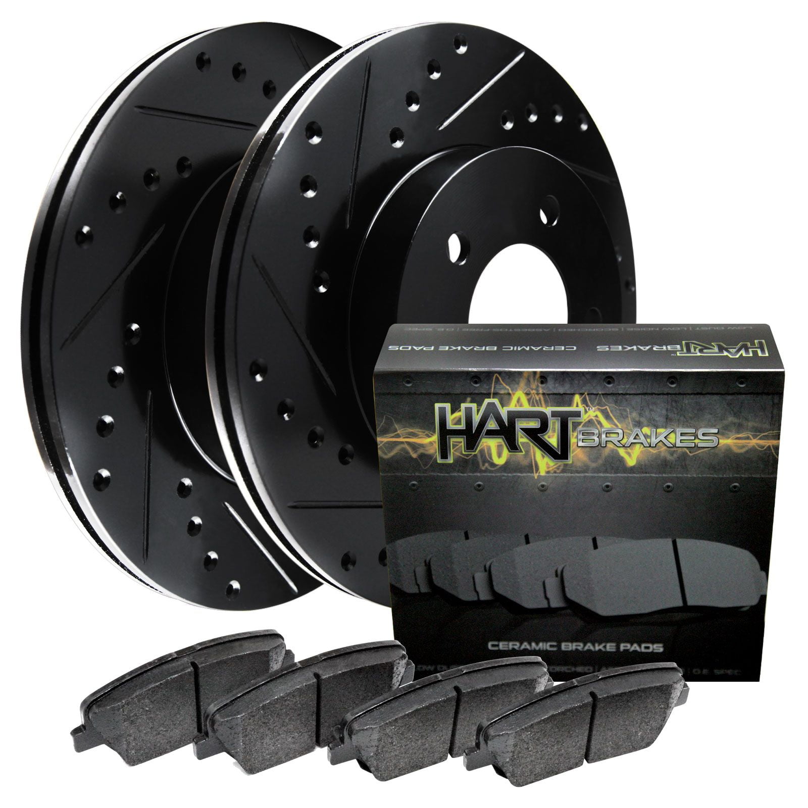 Black Drill Slot Brake Rotors+Ceramic Pads Front & Rear Fit EX35 G25 G37 QX50