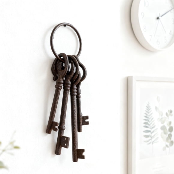Llavero esqueleto de hierro fundido, llaves decorativas antiguas, llaves vintage de hierro fundido para accesorios de disfraces, decoración del hogar.