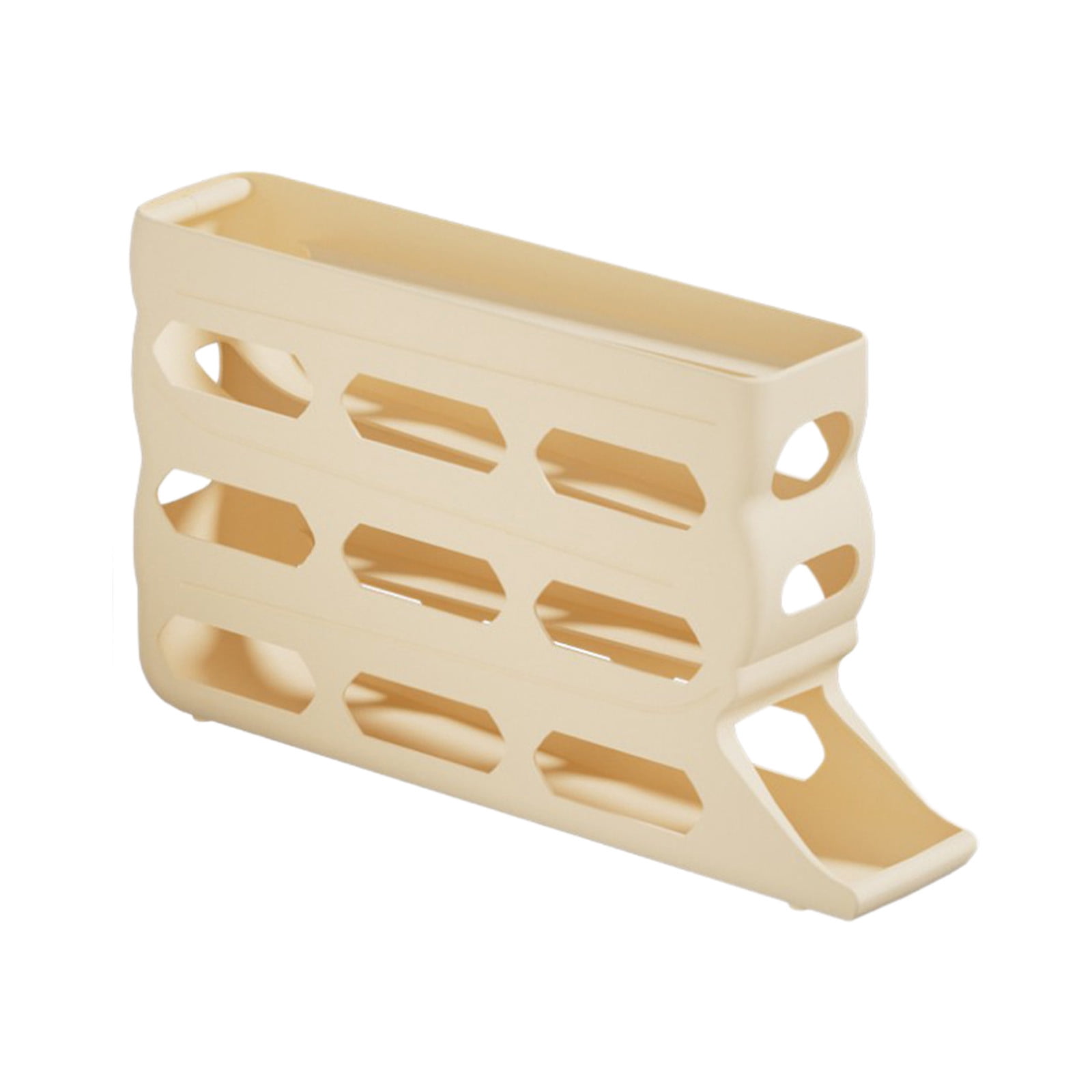 Votnto 30-Count Automatic Rolling Egg Dispenser, 4-Tier Refrigerator Egg Holder Organizer (White/Khaki/Gray)