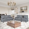 thumbnail image 2 of 3-Piece Living Room Sectional Sofa Set, Modern Upholstered Couch Set with Nailhead Trim Design, Living Room Furniture Set- Armchair Loveseat and 3 Seat Sofa, Gray, 2 of 9