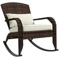 thumbnail image 2 of Aimee Lii Adirondack Chair, Outdoor Wicker Rocking Chair with High Back, Seat Cushion, and Pillow, Outdoor Patio Furniture for Poolside, Deck, Porch, Balcony, Cream White, 2 of 11