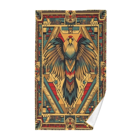 Yayeee 100% Cotton Hand Towels for Bathroom 16" x 28" Soft Absorbent Kitchen Towel, Retro Abstract Eagle