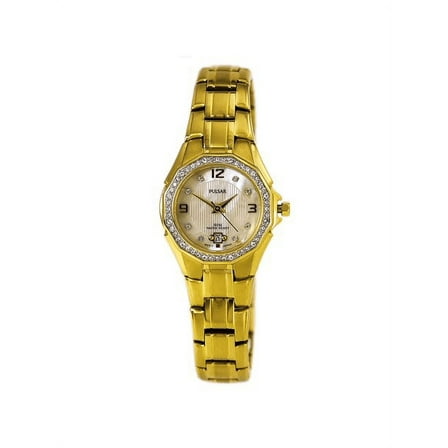 PXT800 Women's Crystal White MOP Dial Yellow Gold Steel Bracelet Watch