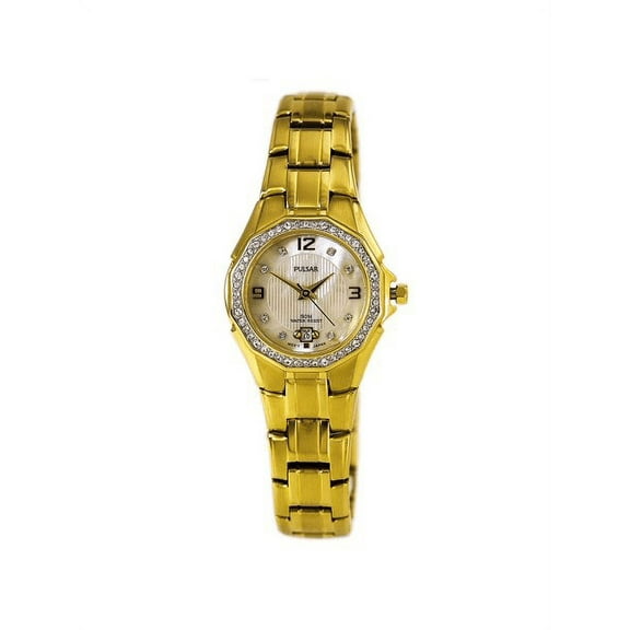 PXT800 Women's Crystal White MOP Dial Yellow Gold Steel Bracelet Watch