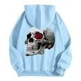 thumbnail image 4 of Mens Hoodies Sweatshirt Pullover Halloween Skull Graphic Loose Hooded Mens Athletic Tops,Light Blue,L, 4 of 4