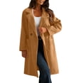 thumbnail image 2 of Zedker Women's Long Blazer Jackets Long Sleeve Lapel Pockets Loose Fit Work Outerwear,Plus Size KhakiS, 2 of 8