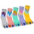 thumbnail image 1 of Calcetines de punta para mujer y niña, calcetines de algodón con cinco dedos, calcetines coloridos y bonitos, calcetines deportivos para correr, calcetines con separación de dedos, 5 pares, 1 of 5
