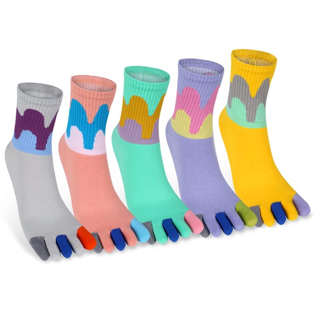 Calcetines de punta para mujer y niña, calcetines de algodón con cinco dedos, calcetines coloridos y bonitos, calcetines deportivos para correr, calcetines con separación de dedos, 5 pares