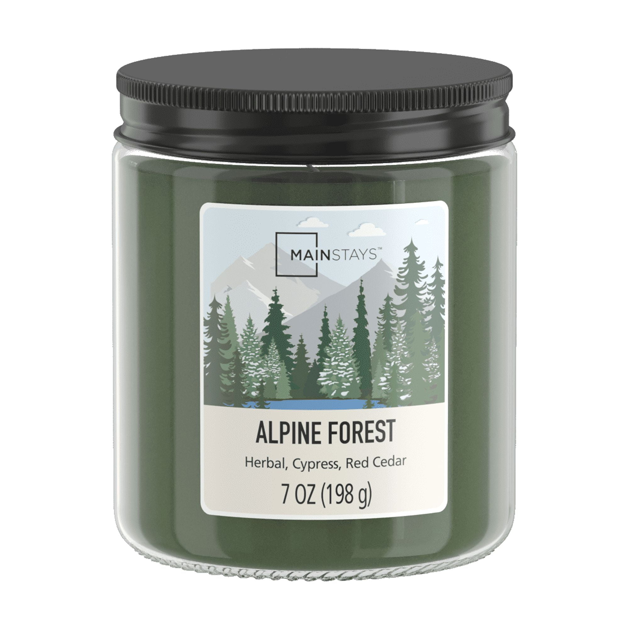Mainstays Single-Wick Twist Glass Jar Scented Candle, Alpine Forest, 7oz.