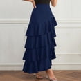 thumbnail image 5 of POIUYTR Women Summer Flounce Skirts Casual High Waist Tiered A-Line Long Skirts Trendy Solid Color Skirt, 5 of 6