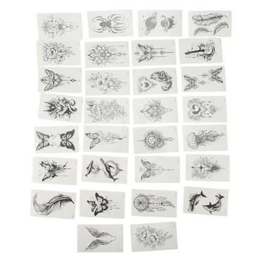 Unique Bargains 1 Set Realistic Fake Tattoos Dark Series Temporary Tatto for Adult Black