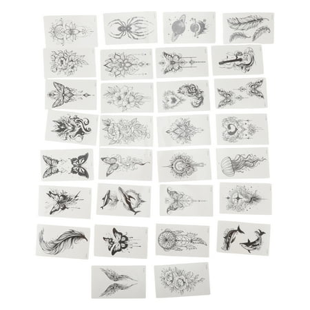 Unique Bargains Christmas 1 Set Realistic Fake Tattoos Dark Series Temporary Tatto for Adult Black