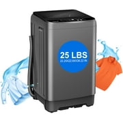 GGTB 25lbs Portable Washing Machine, Fully Automatic Washer with Stainless Steel Tub, 10 Wash Programs & 8 Water Levels, Large Capacity with Drain Pump for Apartment Home, Dorm, Gray