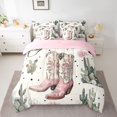 thumbnail image 2 of Manfei Western Princess Boot Twin Bedding Sets 7-Piece, Hippie Cactus Botanical Plant Bedding Comforter Set, Vintage Bohemian Reversible Sheet Sets, Microfiber Bedroom Decor, 2 of 7