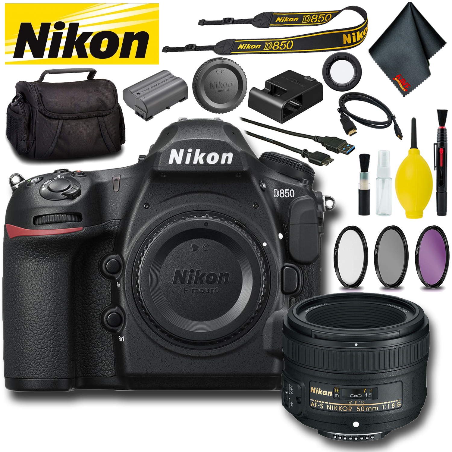 Nikon D850 DSLR Camera (Intl Model) Standard Bundle