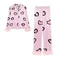 thumbnail image 4 of Valentine's Day Pajamas for Women Set Fall Fashion Must Have Womens Pajama Sets V Neck Fitness Pj Set Long Sleeve Shirts Matching Pjs for Couples Pink, 4 of 5