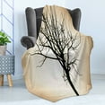 thumbnail image 4 of Lonely Tree Soft Flannel Fleece Blanket, Woodland Element Barren Tree Design on Bokeh Style Background Ombre Effect, Cozy Plush for Indoor and Outdoor Use, 50" x 60", Beige and Black, by Ambesonne, 4 of 5