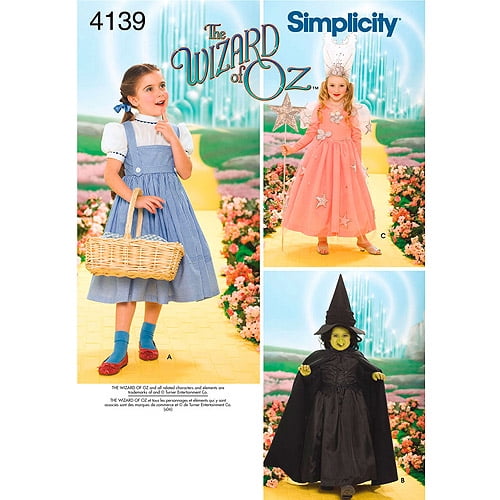 Simplicity Child's Size 38 Wizard of Oz Costumes Pattern, 1 Each