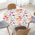 thumbnail image 3 of Spring Round Fitted Tablecloth with Elastic Edge Watercolor Flower Outdoor Tablecloth Reusable Table Cover for Indoor Home Kitchen Decor Fits 45-52" Diameter Round Tables, 3 of 6