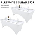 thumbnail image 4 of Pesonlook 2 Packs Polyester Fitted Rectangular Tablecloths 6ft Stretchable Elastic Spandex Table Cover White Patio Tablecloth Wedding Party Cocktail Bar Craft Exhibitions Washable Table Cover (White）, 4 of 7