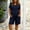 Navy, variant on Womens Linen Two Piece Sets Ruffle Short Sleeve Blouse and Drawstring Pocket Shorts Casual Summer Outfits for Women Hot Pink XL(XL)