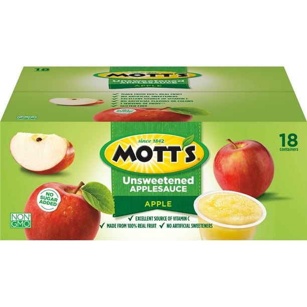 Mott's No Sugar Added Applesauce, 3.9 oz cups, 18 count