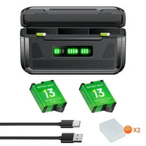 CITYORK 2 Pack Rechargeable Battery 2400mAh with 3-Slot Storage USB Charger for GoPro Hero13 Black Sport Camera