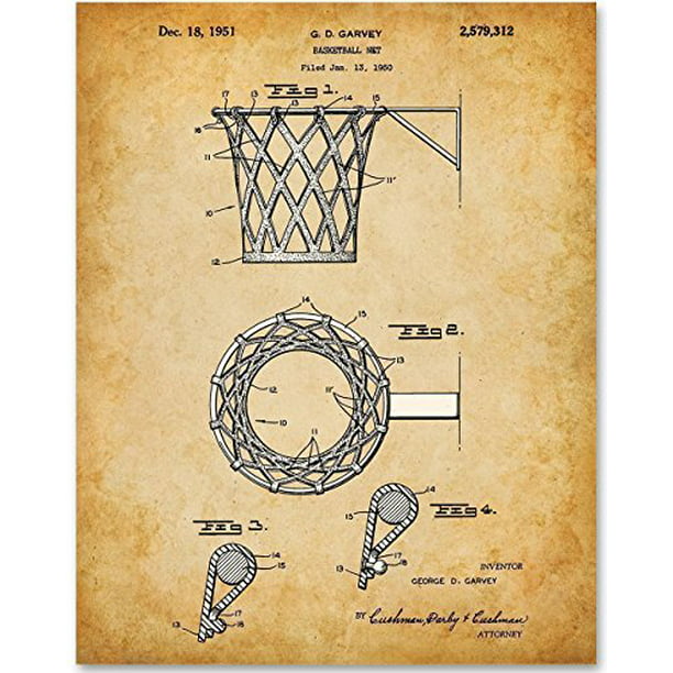 Basketball Net Patent 11x14 Unframed Patent Print Great Gift For Basketball Fans Basket Ball Players Or Boy S Room Decor Walmart Com Walmart Com