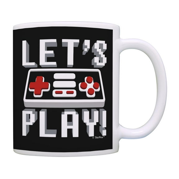 Retro Gamer Gamer Girl Let's Play Retro Game Controller Coffee Mug Tea Cup Black