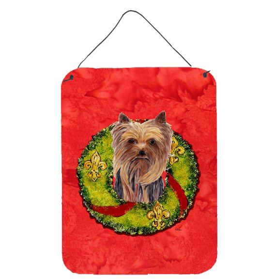 Yorkie Christmas Wreath Wall or Door Hanging Prints