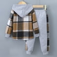 thumbnail image 4 of Godom Baby Boy Clothes Fall Winter Outfit Long Sleeved Plaid Top Pant Two Piece Sets Cute Baby Boy Outfits,Grey, 4 of 7