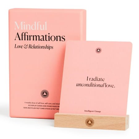 Intelligent Change 52 Cartes d'Affirmation Pleine Conscience pour Amour et Relations, Mots Quotidiens d'Inspiration, Cartes d'Affirmation Positive pour Femmes avec Support, Cadeaux pour Femmes, Cadeaux pour la Fête des Mères