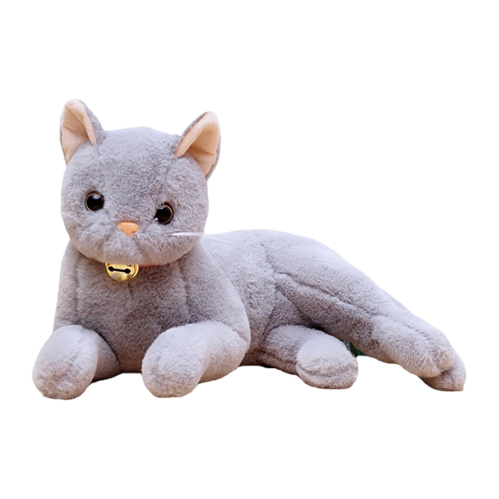 Stuffed Animal Plush Cat Toy Realistic Cat Plush Figure Adorable Huggable Cuddly Cartoon Animal Stuffed Cat for Birthday Bedtime Friend Baby Gray