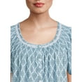 thumbnail image 2 of Aria Women's 100% Cotton Raglan Sleeve Smocked Neck 40" Sleepwear Gown, Sizes XS-5X, 2 of 4