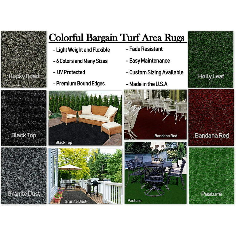 Koeckritz Rugs 4'x10' Black Top Indoor/Outdoor Bargain-Turf Area Rugs. Great for Gazebos, Decks, Patios, Balconies and Much More. Many Sizes and Colors to Choose
