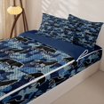 thumbnail image 3 of Manfei Rustic Camo Zipper Twin Comforter Sets with Fitted Sheet and 2 Pillowcases,Vintage Wildlife Zipper Bedding Set,Blue,Navy Blue Reversible,4pcs, 3 of 8