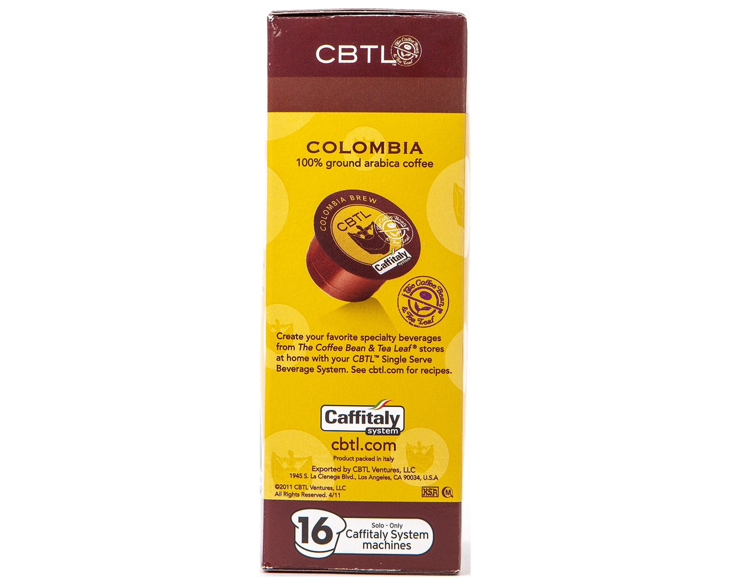 The Coffee Bean & Tea Leaf Colombia Brew Medium Roast Single Serve Coffee for CBTL Single Serve Systems, 1 Box of 16 Capsules