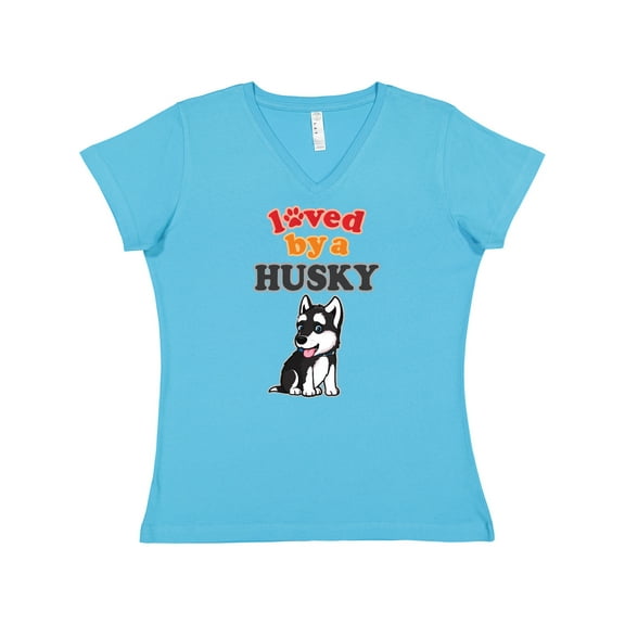 Inktastic Siberian Husky Dog Puppy Women's V-Neck T-Shirt