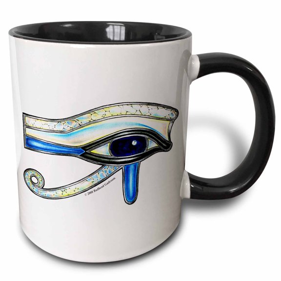 3drose, Opalite Eye of Ra Egyptian Pagan Art, 11oz Two-tone Black Mug