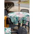 thumbnail image 5 of Outdoor Tablecloth with Umbrella Hole for Patio/Picnic/Party/Camping, Green Pink Monstera Leaves Waterproof Table Cloth Square Cover Washable, Summer Botanical Grey Plaid (60"x 60"), 5 of 9