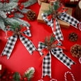thumbnail image 4 of BNNG 6 Pcs Christmas Bows with Pine Cones Pine Needles Xmas Buffalo Plaid Bows Black White Plaid Ribbon Christmas Tree Wreath Decoration for Xmas Parties Indoor Outdoor Crafts DIY Decor, 4 of 8