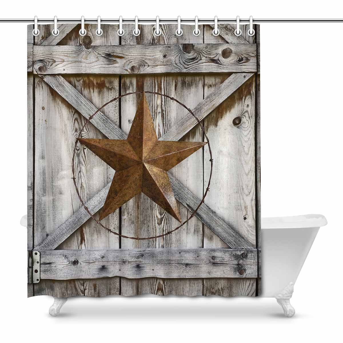 Shower Curtain Texas Star Western Rustic Bathroom Decor Primitive Gift New 