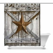 MKHERT Western Texas Star on Rustic Old Barn Wood Waterproof Shower Curtain Decor Fabric Bathroom Set 66x72 inch