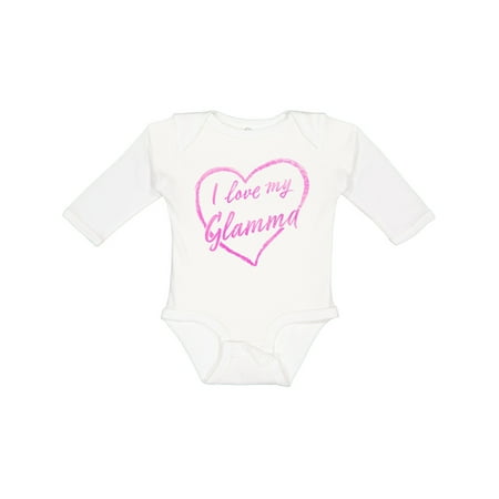 

Inktastic I Love My Glamma in Pink Chalk Heart Gift Baby Boy or Baby Girl Long Sleeve Bodysuit