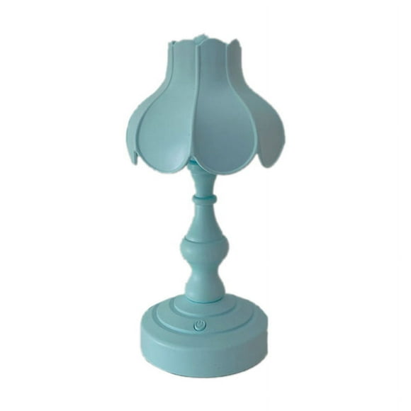 3-Light sources, Adorable Night Light for Girls' Bedroom, Soft Blue Hue Vintage Lotus Leaf Table Lamp