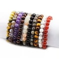 thumbnail image 6 of HOOUN 7.5" Stone Beads Bracelet Elastic Stretch Bangle 8MM 10MM Round Bead Multi-Style-8 MM-Black Rutilated Quartz, 6 of 7