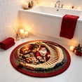 thumbnail image 5 of Christmas Round Rug with Santa Claus Optical Illusion Design, Non Slip Visual Effect Floor Mat for Entryway Living Room, Holiday Stair Scene Carpet, 23.62x23.62 inch, 5 of 8