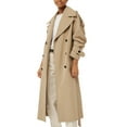 thumbnail image 2 of Womens Oversized Long Trench Coat Double Breasted Lapel Windproof Overcoat with Belt, 2 of 4