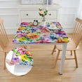 thumbnail image 2 of HAOXIT Spring Floral Square Fitted Tablecloth with Elastic Edge Floral Square Tablecloth Reusable Watercolor Flower Square Table Cover for Indoor Outdoor Home Kitchen Decor white, 2 of 7