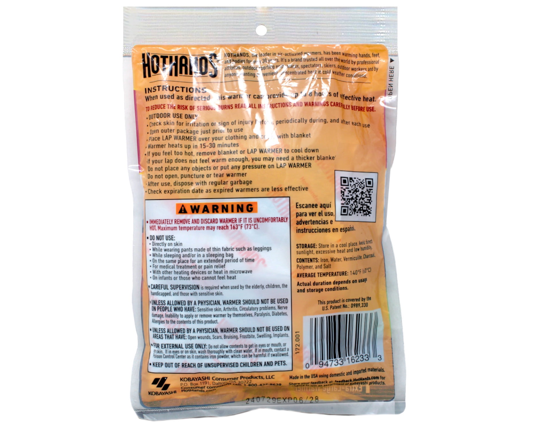 HotHands Lap Warmer, Largest Warmer 16" X 10" - Up to 8 Hours of Long Lasting Heat - 1 Lap Warmer - 2 Pack